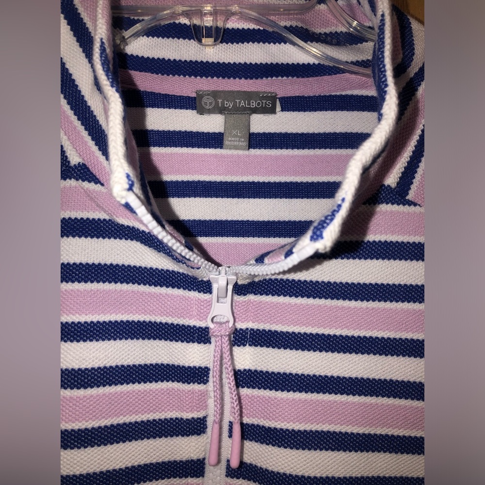 T by Talbots XL Ladies Striped Pullover Blue Pink White Quality - Picture 6 of 11